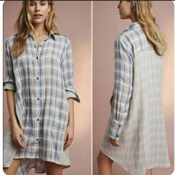 Anthropologie Saturday Sunday Muslin Plaid Shirt dress - Picture 1 of 8